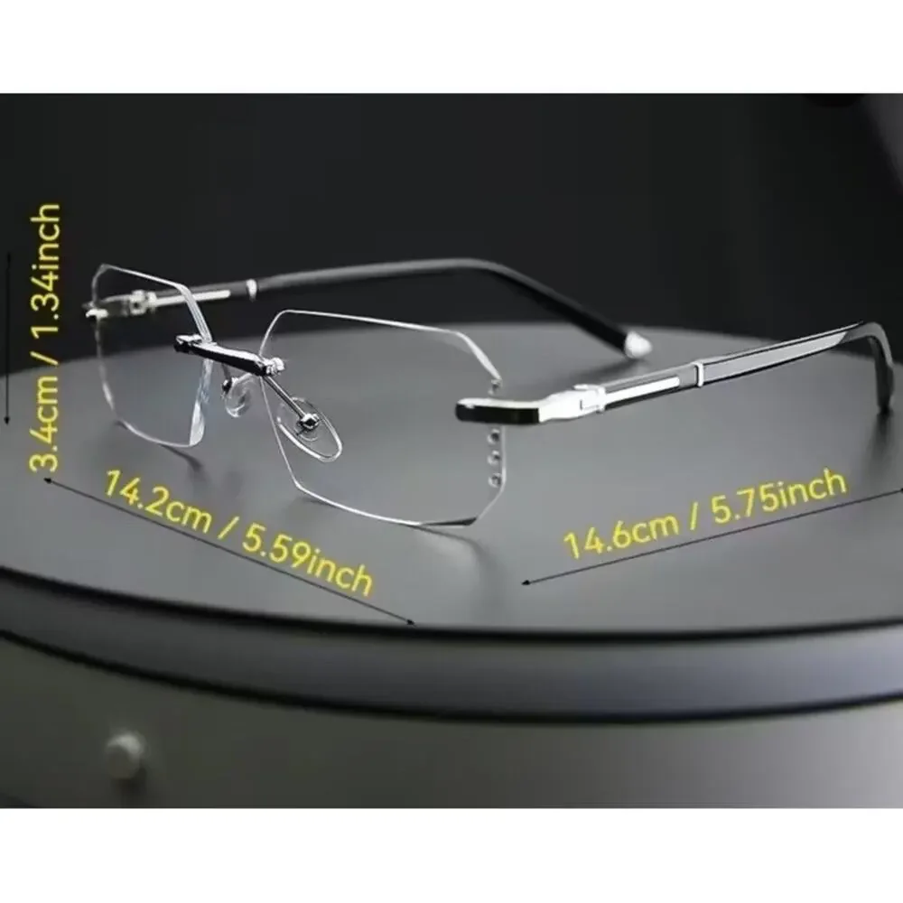 Blue Light Blocking Glasses,Computer Reading Glasses,Rimless Frame Smart Zoom